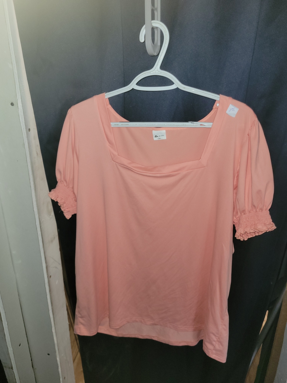 Woman Within Square Neck Puff Sleeve Blouse - Peach